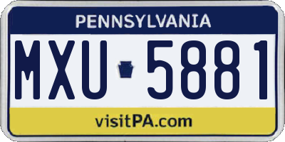 PA license plate MXU5881