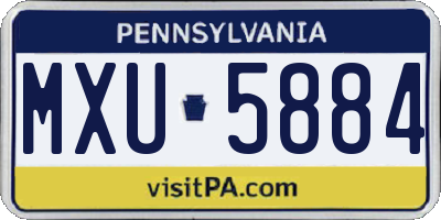 PA license plate MXU5884