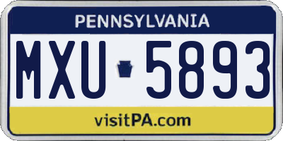 PA license plate MXU5893