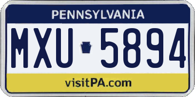 PA license plate MXU5894