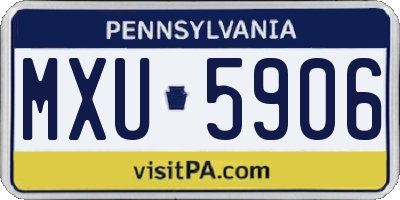 PA license plate MXU5906