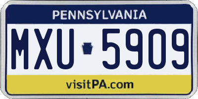 PA license plate MXU5909