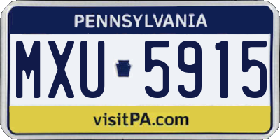 PA license plate MXU5915