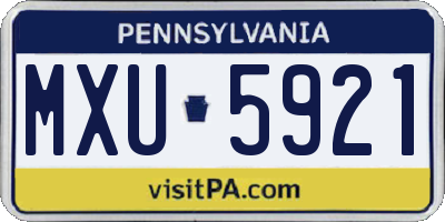 PA license plate MXU5921