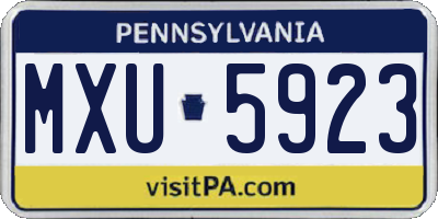 PA license plate MXU5923