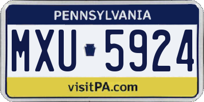 PA license plate MXU5924