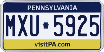 PA license plate MXU5925
