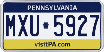 PA license plate MXU5927