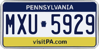 PA license plate MXU5929