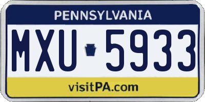 PA license plate MXU5933