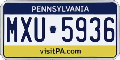 PA license plate MXU5936