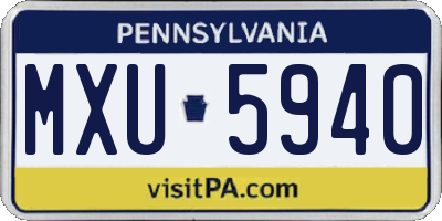 PA license plate MXU5940