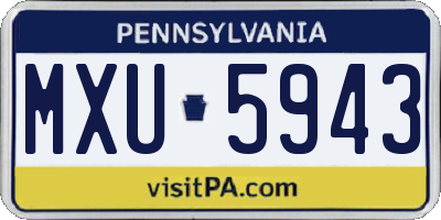 PA license plate MXU5943