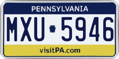 PA license plate MXU5946