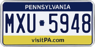 PA license plate MXU5948