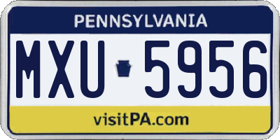 PA license plate MXU5956