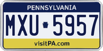 PA license plate MXU5957