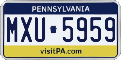 PA license plate MXU5959