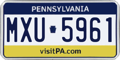 PA license plate MXU5961