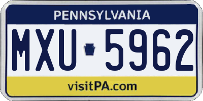 PA license plate MXU5962