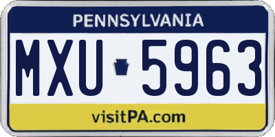 PA license plate MXU5963