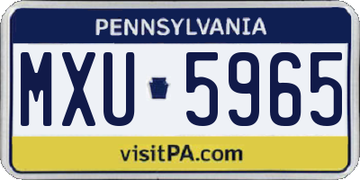 PA license plate MXU5965