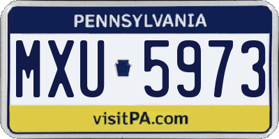 PA license plate MXU5973