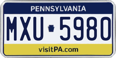 PA license plate MXU5980