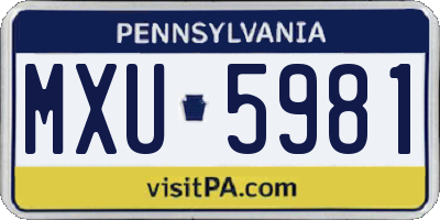 PA license plate MXU5981