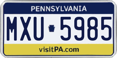 PA license plate MXU5985