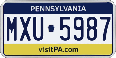 PA license plate MXU5987