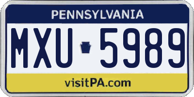 PA license plate MXU5989