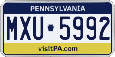 PA license plate MXU5992