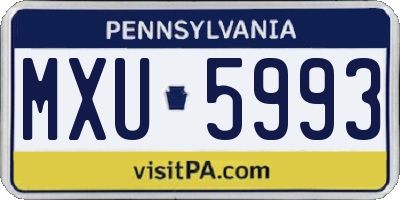 PA license plate MXU5993