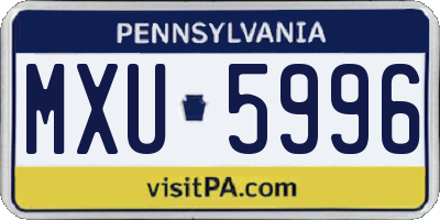 PA license plate MXU5996