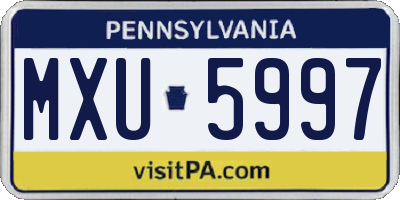 PA license plate MXU5997