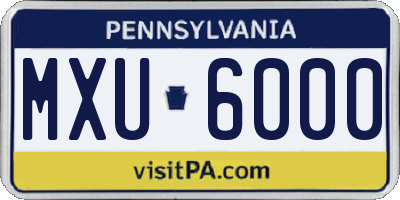 PA license plate MXU6000
