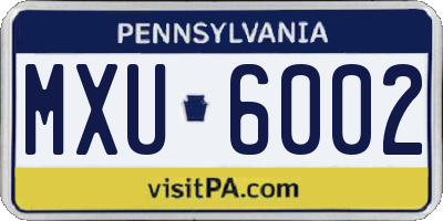 PA license plate MXU6002