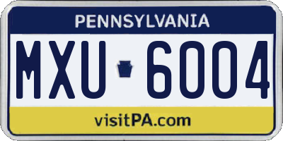 PA license plate MXU6004