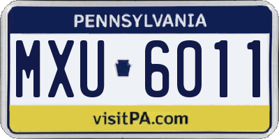PA license plate MXU6011