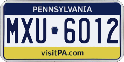 PA license plate MXU6012