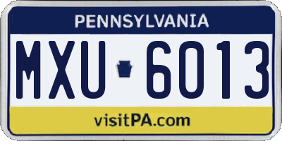 PA license plate MXU6013