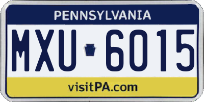 PA license plate MXU6015