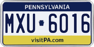 PA license plate MXU6016