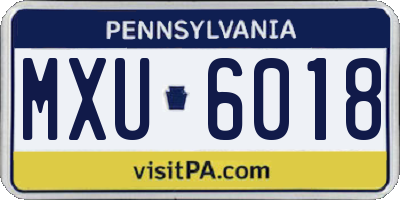 PA license plate MXU6018