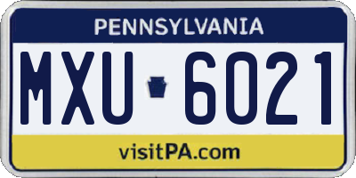 PA license plate MXU6021