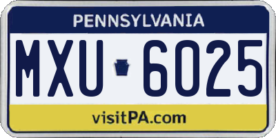 PA license plate MXU6025