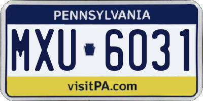 PA license plate MXU6031