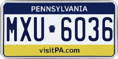 PA license plate MXU6036