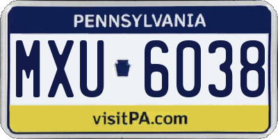 PA license plate MXU6038